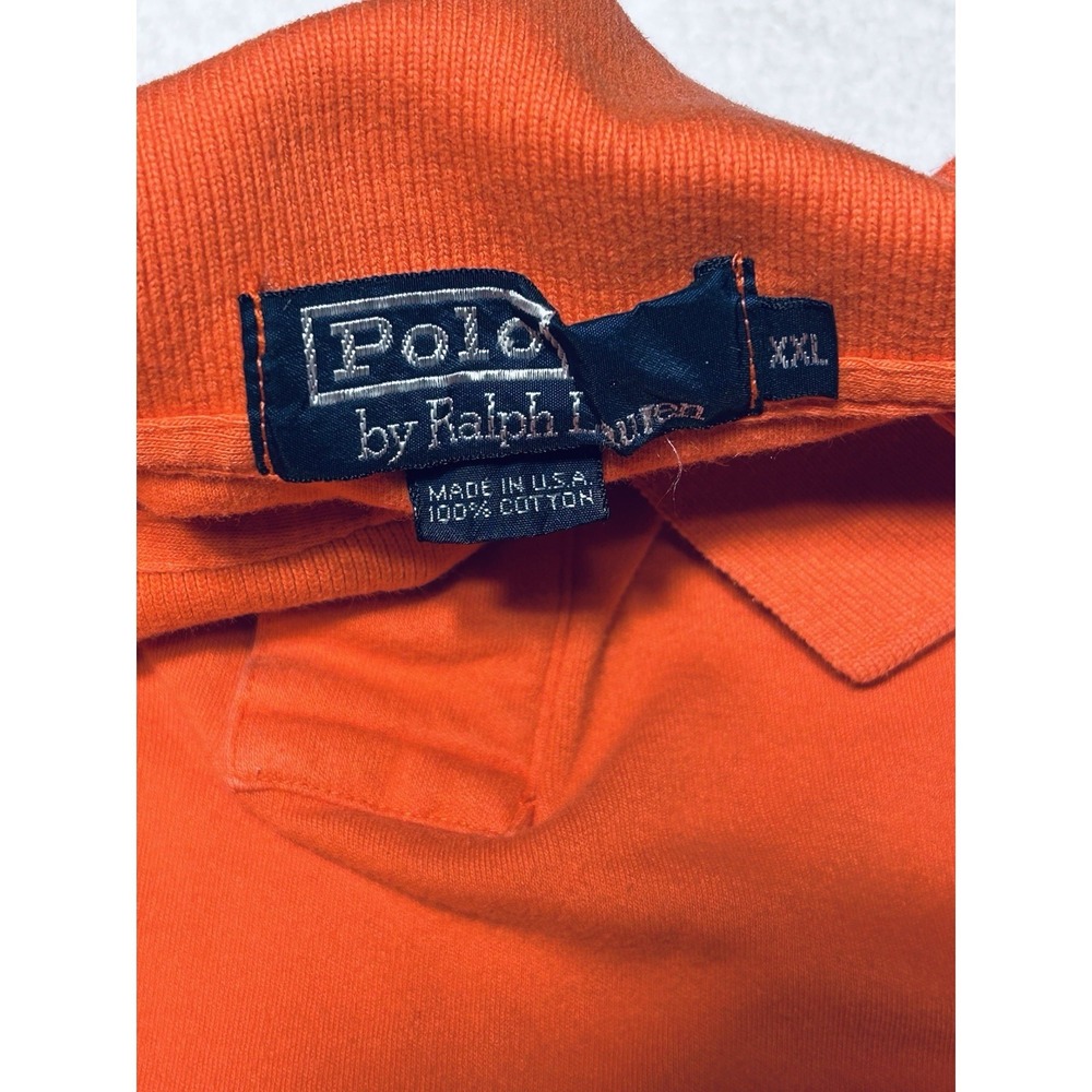 Ralph Lauren Mens XXL  Orange Short Sleeve Polo Shirt Made in USA  100% Cotton - Picture 5 of 9